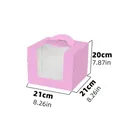 Pink portable cake box with clear window and 21x21x20cm dimensions for desserts - 6 Inch Tall Pink With Tray