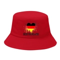 Red bucket hat with heart-shaped Germany flag print and Deutschland lettering - M / 9# Splatter Heart - Red