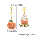 Halloween drop earrings featuring orange pumpkin and white ghost charms with Wicked text - Pumpkin Ghost(ER24Y0405)