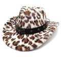 Cappello da cowboy leopardato in pelliccia sintetica con emblema a testa di toro - Corona a Cuore Beige