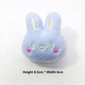 Detail view of light blue plush bunny accessory with embroidery, 6.5cm x 6cm size - DIY Style (Back Opening) / Blue
