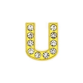 Gold letter U slider charm with white crystals for 8mm DIY wristbands and jewelry - 8mm Gold Rhinestone Letter-U