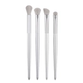 4-delige zilveren oogmake-up borstelset met zachte grijze haren voor oogschaduw - Zilver (Set van 4)