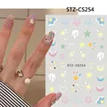 Self-adhesive nail stickers STZ-CS254 featuring macaron stars, flowers and rainbow patterns - STZ-CS254 Pastel Star Moon Flower