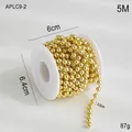 5M roll of 6mm golden electroplated beaded chain for DIY Christmas tree decoration - 0.6CM Gold Round Beads / 5M