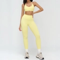 Slim fit light yellow yoga set with halter sports bra and high-waisted leggings - 3109 Bra + 8863 Trousers - Pale Yellow