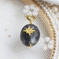 Vintage stainless steel natural stone necklace pendant with gold star inlay for jewelry DIY - Grey Labradorite Star