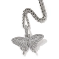 Zilveren vlinder hanger met kristallen aan een gedraaide touwketting sieraad - Zilveren Vlinder + Torsieketting