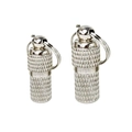 Set di targhette identificative argento a cilindro con trama zigrinata e anelli in metallo - Piccolo / Tubo di Metallo Singolo / Argento