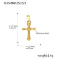 Polished 18k gold plated stainless steel cross pendant measuring 27.3mm by 12.7mm - Golden Cross (D35) / Gold
