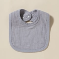 Soft grey U-shaped cotton gauze baby bib with snap fasteners for newborns - Smoke