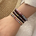 Bohemian multi-layer seed bead bracelet set with colorful round and wooden beads - Brown Wood Texture Style(6#)