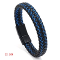 Bracciale da uomo in pelle intrecciata nera e blu con chiusura magnetica nera 22,5cm - 22.5CM / Nero/Blu