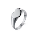 Anillo de sello minimalista con corazón en acero inoxidable pulido para mujer - US 5 / Color Acero