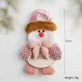 Pink sequined snowman doll ornament with Feliz Navidad wooden tag and velvet bow - Pink Sequin/FELIZ NAVIDAD Wood Sign / Style G Reindeer