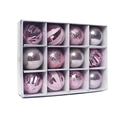 Pink and silver 6cm Christmas ball set with 12 pieces in gift box for tree decor - 12Pcs/6cm / Pink