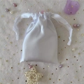 White silk satin drawstring pouch for jewelry and gifts with smooth glossy finish - 15.5*11.5 / Off-White