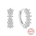 Elegant S925 sterling silver hoop earrings with sparkling petal-shaped zircon stones - White Gold #6