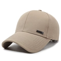 Gorra de béisbol de algodón caqui para hombre con placa metálica y visera rígida - Ajustable / Caqui