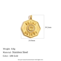 18K gold plated stainless steel octagonal pendant with Shine Bright engraving and cz stones - Shine Bright Octagonal Pendant - Gold