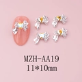 Dettaglio macro di ciondoli per unghie a cuore in lega argento 11x10mm con cristalli - Base Argento Cuore Aurora (AA19)
