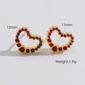 Orecchini a cuore dorati con cristallo rosso e dimensioni da 11 mm a 12 mm - Rosso