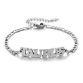 Silbernes Edelstahl Stier-Sternzeichen-Armband mit klassischem Figaro-Kettendesign - Silber-Stier