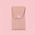 Pink faux leather travel pouch for makeup brush set with snap button and textured finish - Button Bag Only / Coral Orange
