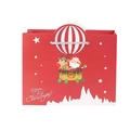 Red Christmas paper gift bag with Santa Claus and reindeer in a hot air balloon - Christmas Tote Bag (22*17*10)