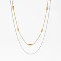 Double-layered stainless steel necklace featuring gold-tone snake chain and silver素素 chain - Gold and Silver Mixed Style (SD1952)