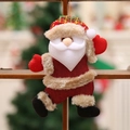 Klassieke pluche Kerstman kerstboomhanger met rode jute stof en witte bontversiering - Kerstman