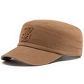 Cappello militare marrone in cotone con ricamo 3D lettera B in vista laterale profilata - Regolabile [54-59cm] / Cachi