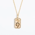 Detailed view of Scorpio zodiac rectangular pendant with gold finish and zircon inlay - Scorpio (Gold)