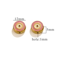 12mm Goldene Emaille Perlen mit pinkem bösem Blick für DIY Schmuckherstellung - Rund-Rosa