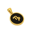 Collier constellation Capricorne en or 18K avec pendentif rond en émail noir - Capricorne - Pendentif Simple