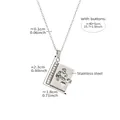 Collana a libro in acciaio inossidabile con incisione e dettaglio a forma di cuore - Color Acciaio Stile Papà (RP022)
