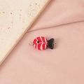 Hand-painted clownfish glass bead pendant with red and white stripes and black tail - Red & Black Striped Fish Double Loops (4#) / Steel