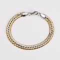 Pulsera bicolor de oro y plata en acero inoxidable con eslabones cubanos clásicos - 7.5mm*21cm Pulsera / Oro y Plata