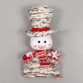 Sac cadeau de Noël bonhomme de neige avec écharpe rouge blanc et étoile argentée - Bonhomme de Neige à Haut-de-forme / Blanc