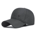 Men's dark grey quilted baseball cap with ear protection and metal H SPORT logo - Adjustable / Gray