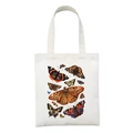 White canvas tote bag featuring vintage colorful butterfly prints in naturalistic style - Vintage Naturalism Butterfly Style (STD27-N)
