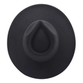 Minimalist black wool wide brim fedora hat with teardrop crown and smooth texture - M (56-58cm) / Dark Grey