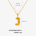 Puffy golden stainless steel letter J pendant necklace with a polished balloon texture - Letter J