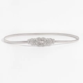 Elastic silver metal spring waist chain with intricate heart rhinestone buckle for dresses - 19410 Silver Hollow Pattern Buckle