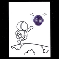 Pietra planetaria in cristallo sfaccettato viola da 20 mm su carta a tema astronauta - Ametista