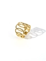 Detailed view of 18k gold plated multi-layer hollow ring with adjustable open design - Multi-layer Hollow Style