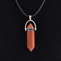 Hexagonal point gold sandstone pendant necklace with silver cap and black cord - Gold Sandstone