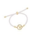 Bracciale in corda bianca con ciondolo angelo dorato e pietre di zircone cubico - Ciondolo Cerchio Angelo Strass (Bianco)