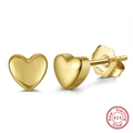 Polished S925 sterling silver heart-shaped hoop earrings with 14K gold finish - APE43-14K-Gold Heart