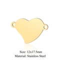 Gold stainless steel heart pendant connector for DIY jewelry making, size 12x17.5mm - Solid Heart (5 Pcs/Pack) / Gold